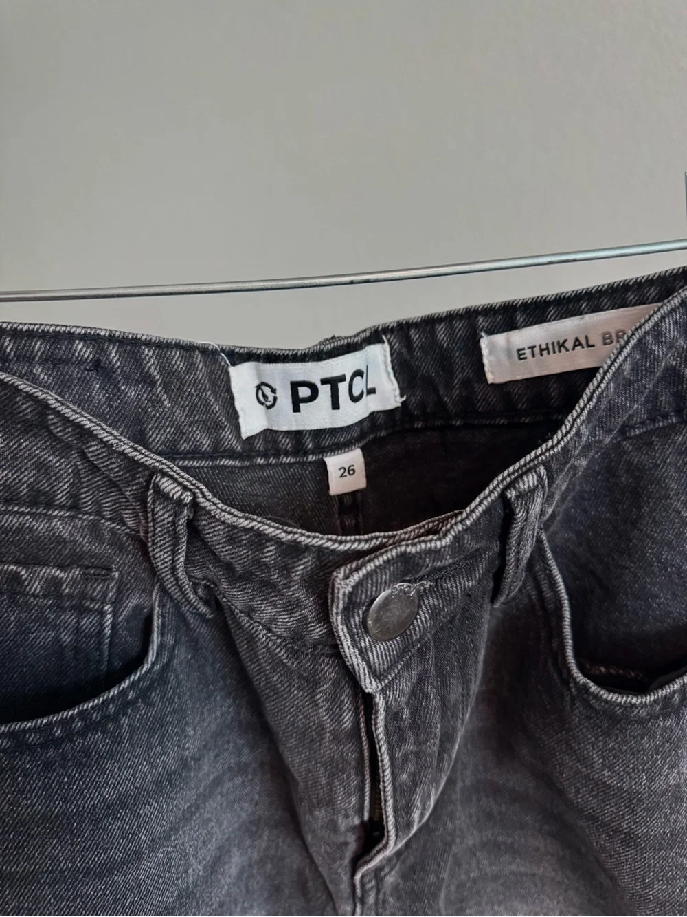 TCL Black Washed Jeans with Decorative slits at thighs
